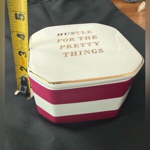 Striped Pink and White Ceramic Box